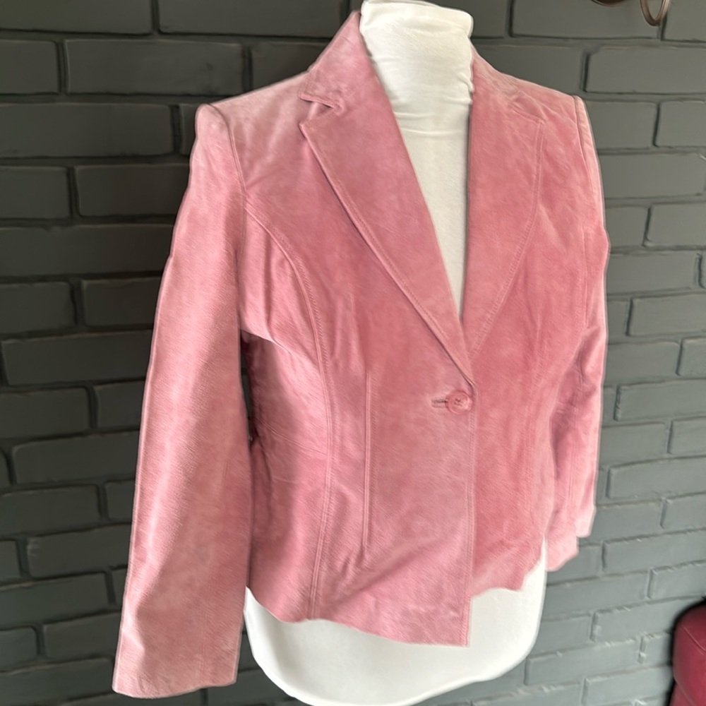 Pink Leather Blazer